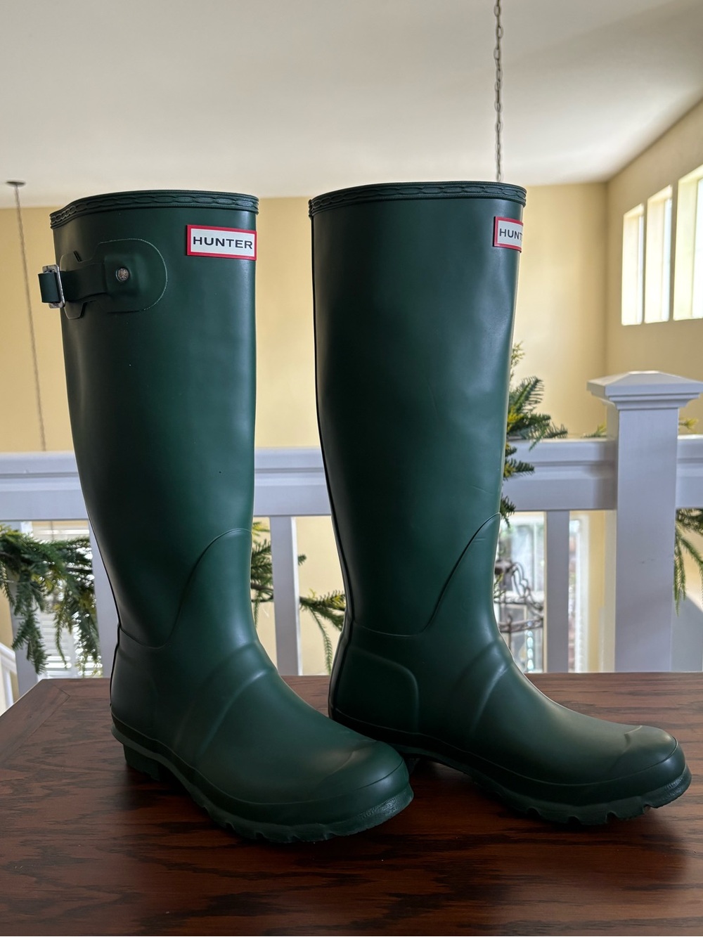 Hunter Women’s Original Tall Army Green Matte Rain Boots Rubber Wellies 7